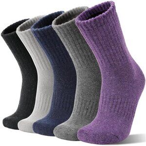 5 Pack Merino Wool Boot Hiking Socks for Women Warm Winter Thick